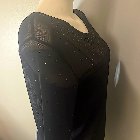 Cache Chest black sheer with Black rhinestones long sleeve with solid bottom. - Picture 11 of 14